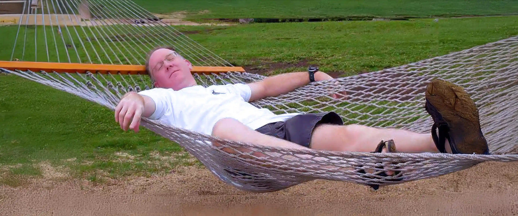 Man relaxing in hammoc