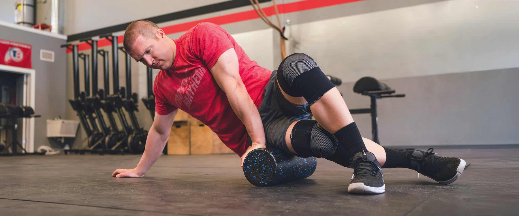 Man using foam roller