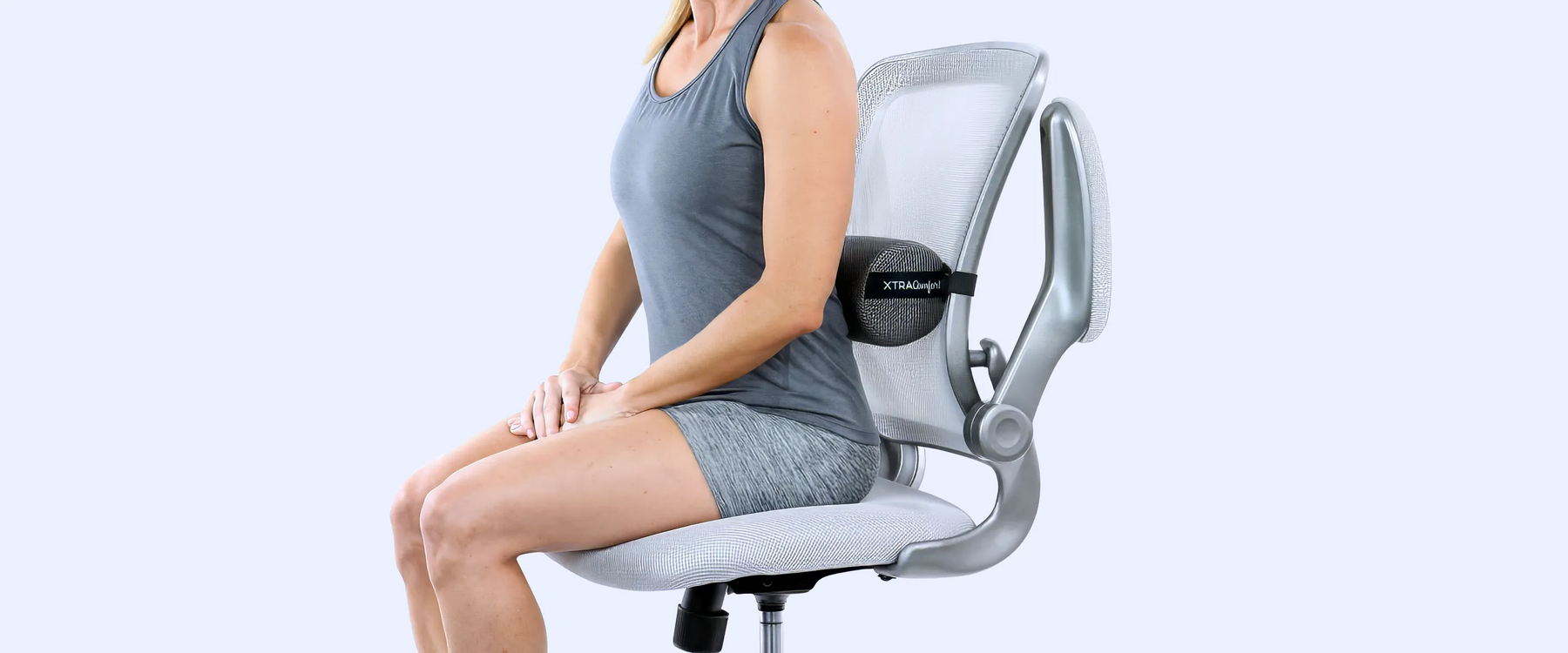 sitting with lumbar cushion