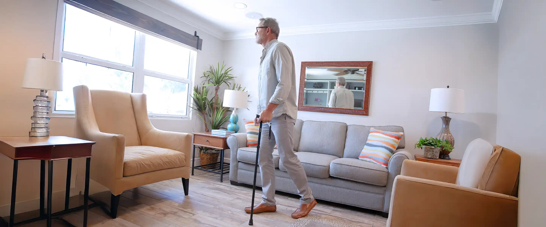 Senior in the living room
