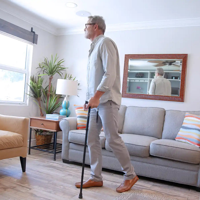 Senior in the living room