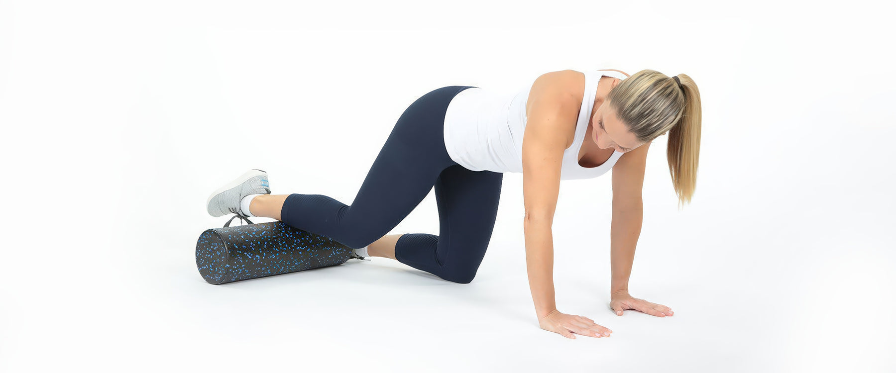 woman massaging her shin