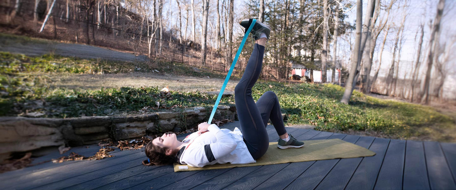 Woman outdoor hip exercise
