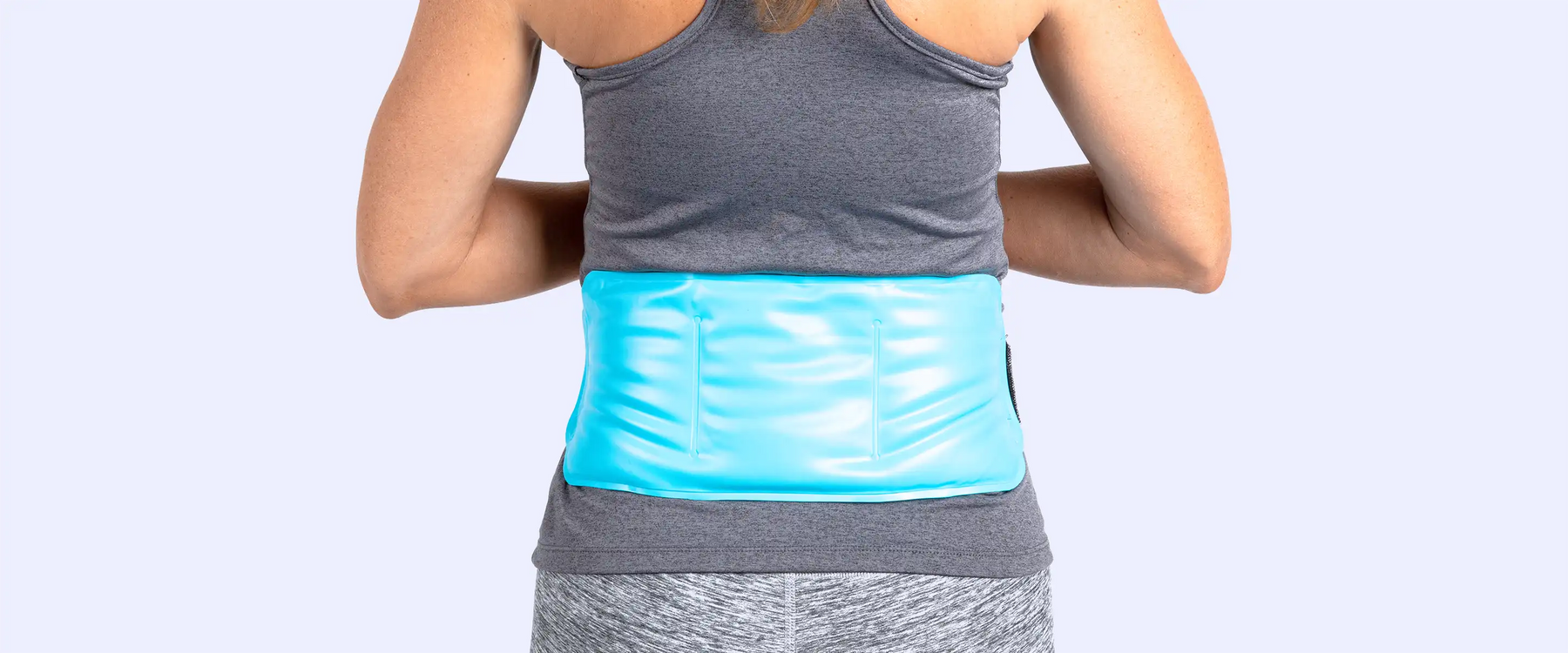 Woman's back wearing gel ice pack