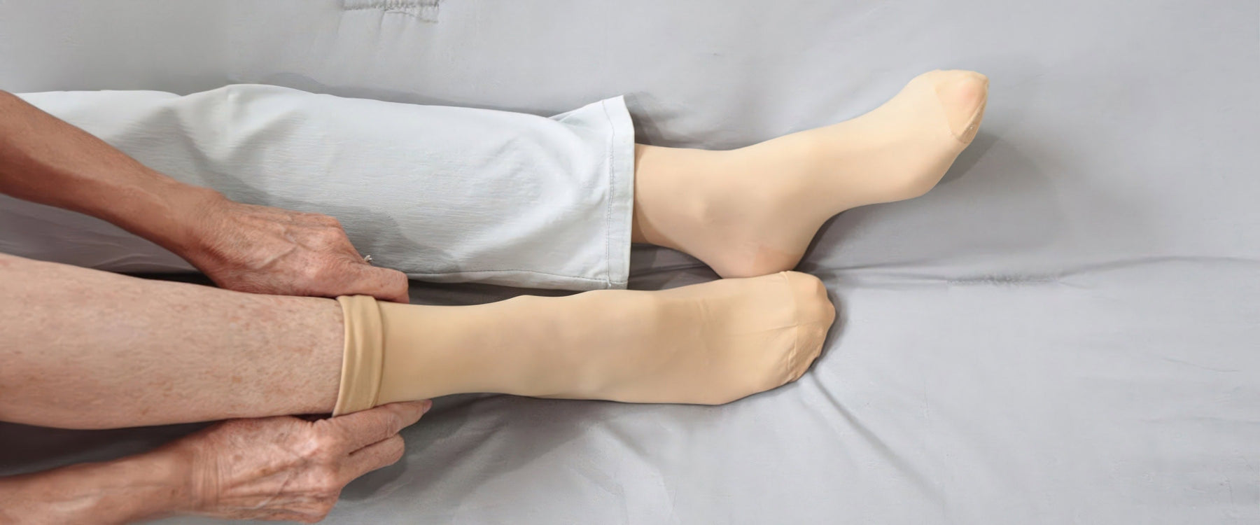 wearing compression stockings