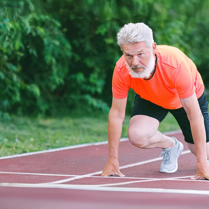 elderly man starting for run