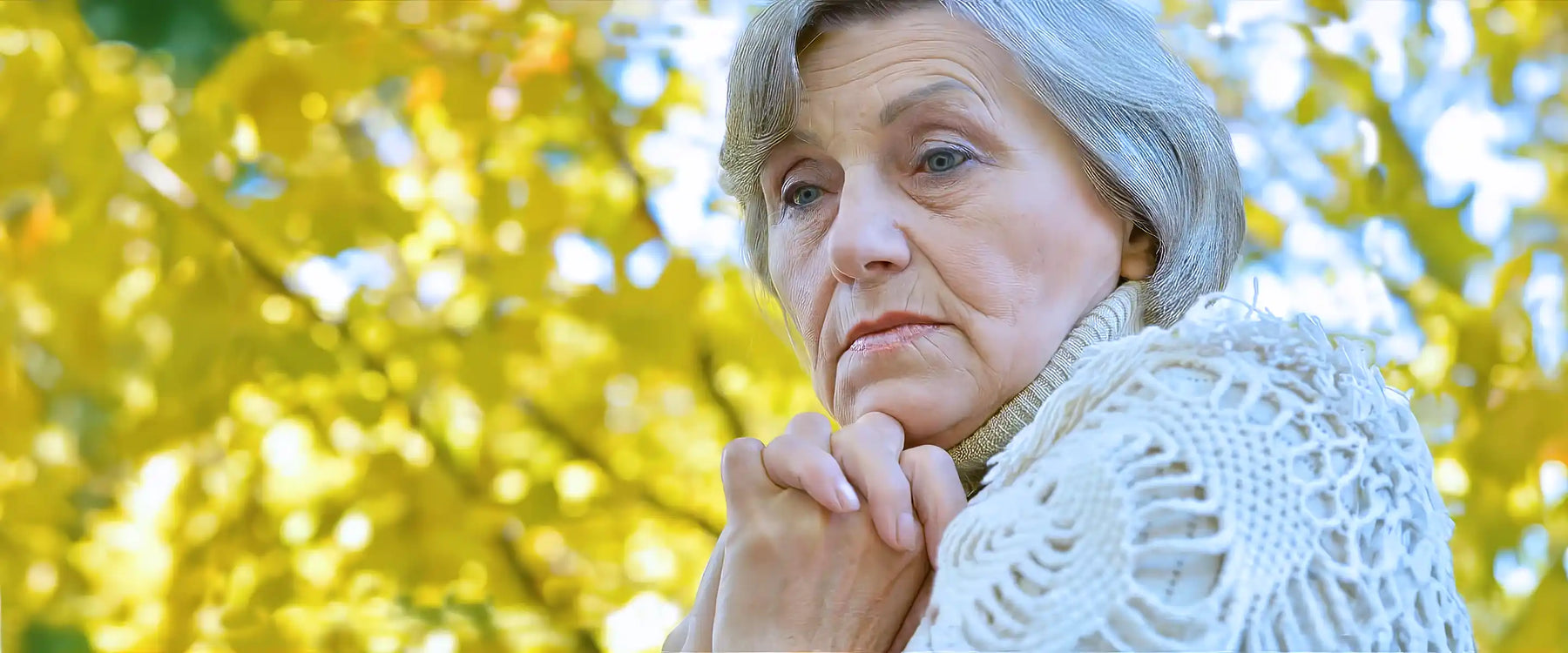 Elderly woman at nature
