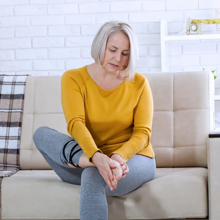 senior woman foot pain