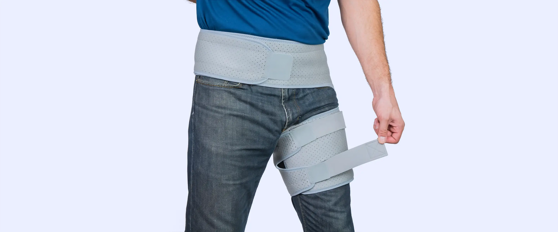 wearing groin brace