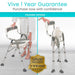 Folding chair and walker with Vive Health 1 year guarantee badge 