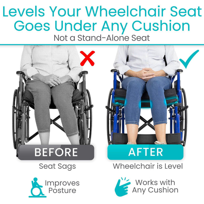 wheelchair seat insert to levels your wheelchair seat, goes under any cushion