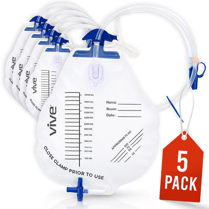Urinary Drainage Bags Bedside - Catheter System 5 Pack