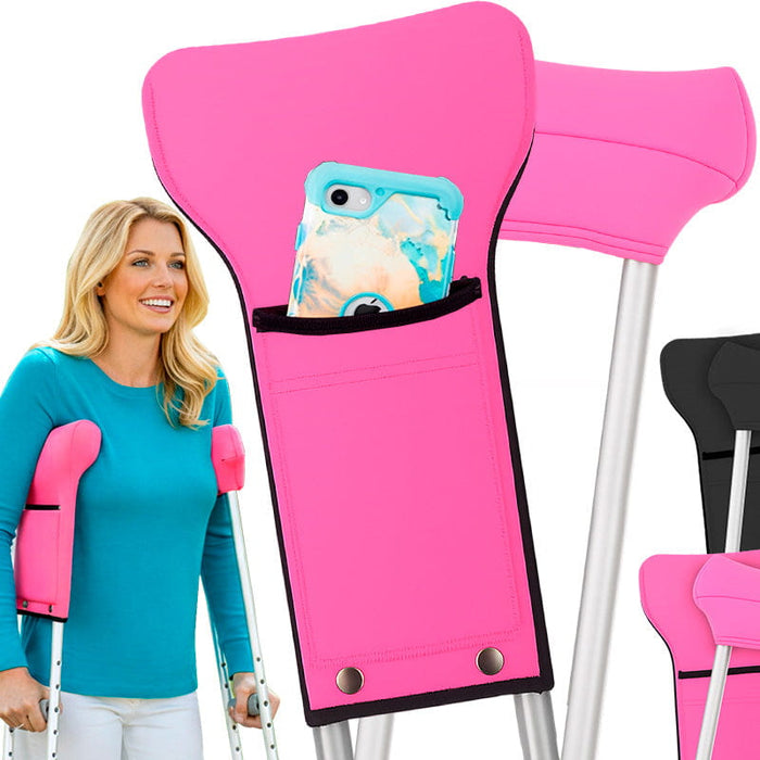 Crutch Pads with Ergonomic Pouch Pink