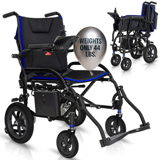 Foldable airframe wheelchair with a 44lb weight indicator 