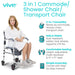 3 in 1 commode / shower chair / transport chair