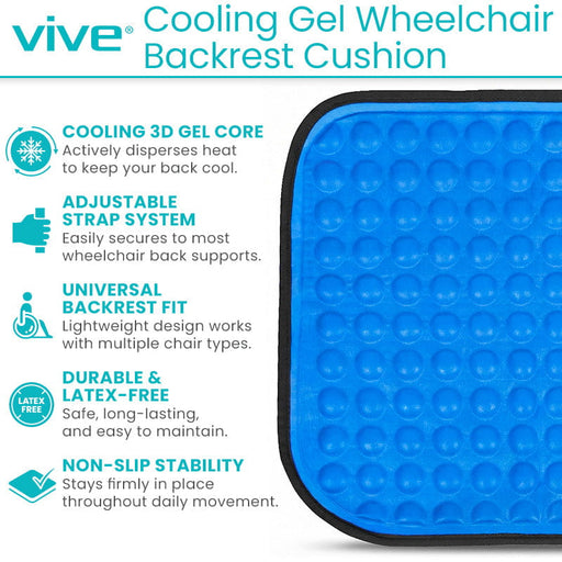 Vive Cooling Gel Wheelchair Backrest Cushion