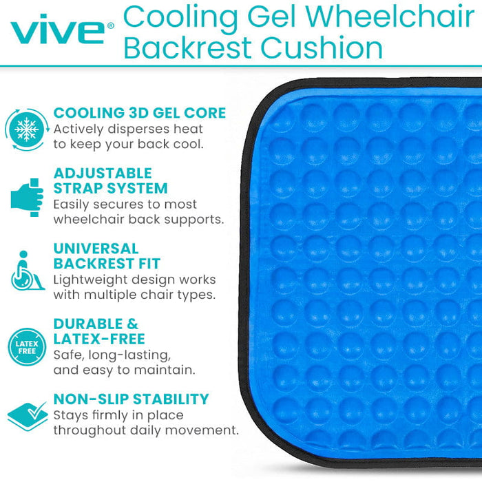 Vive Cooling Gel Wheelchair Backrest Cushion