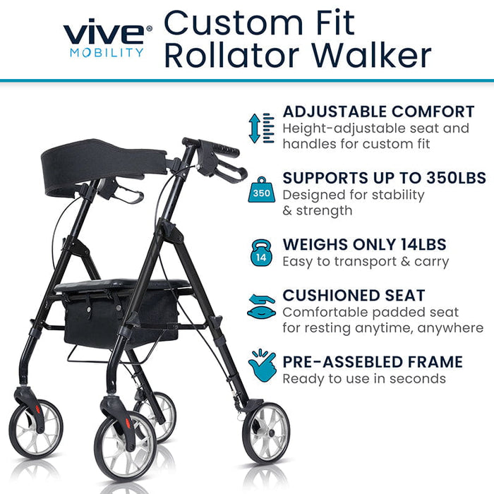 Vive Mobility Custom Fit Rollator Walker