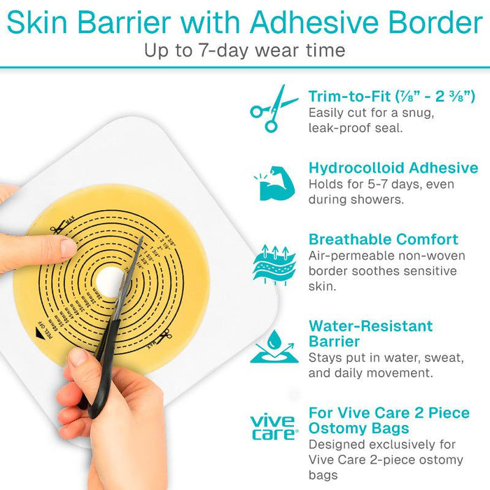 Skin Barrier with Adhesive Border