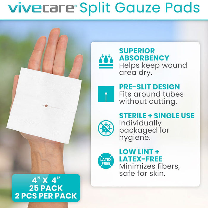 Vive Care Split Gauze Pads