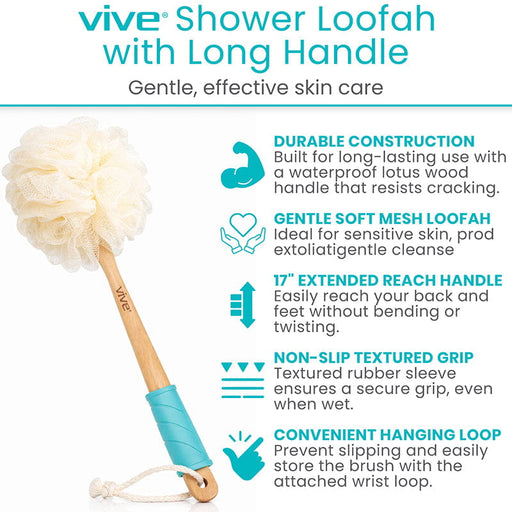 Vive Shower Loofah with Long Handle
