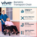 Vive Mobility Bariatric Transport Chair with features like 450 lbs support, wide seat, pre-assembled, and ideal for heights 4'11” to 6'3”