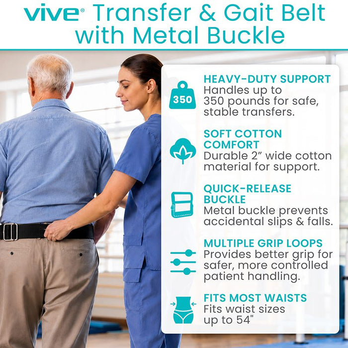 Vive Transfer & Gait Belt with Metal Buckle