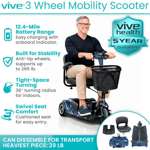 Vive 3 Wheel Mobility Scooter