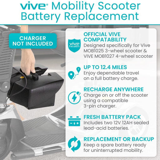 Vive 3-4 Wheel Scooter Battery features