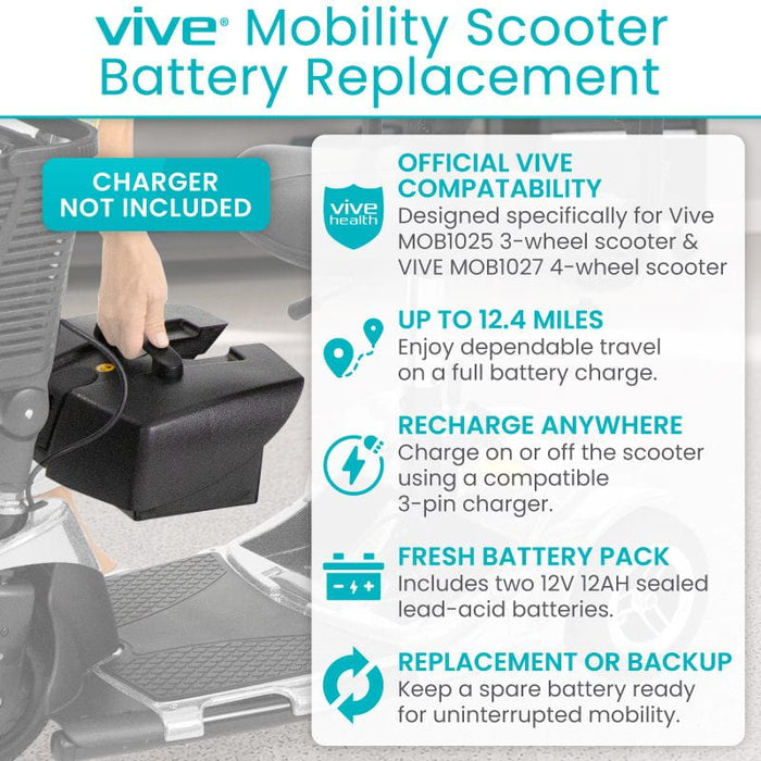 Vive 3-4 Wheel Scooter Battery features