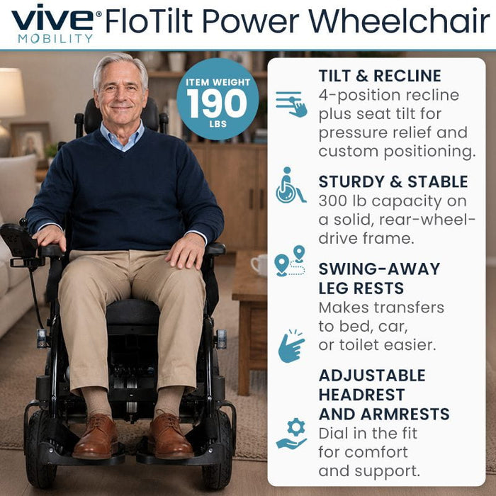 FloTilt Power Wheelchair features