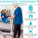 Person using a medical lift with a patient u-sling, highlighting features like weight capacity and support.