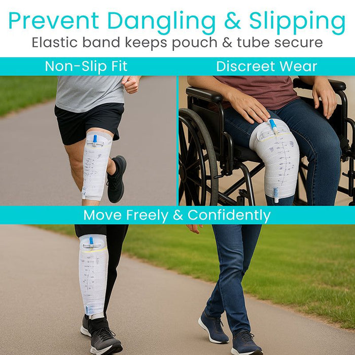 prevent dangling & slipping of catheter bag