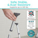 Hand holding non-slip shower chair foot with rubber grip