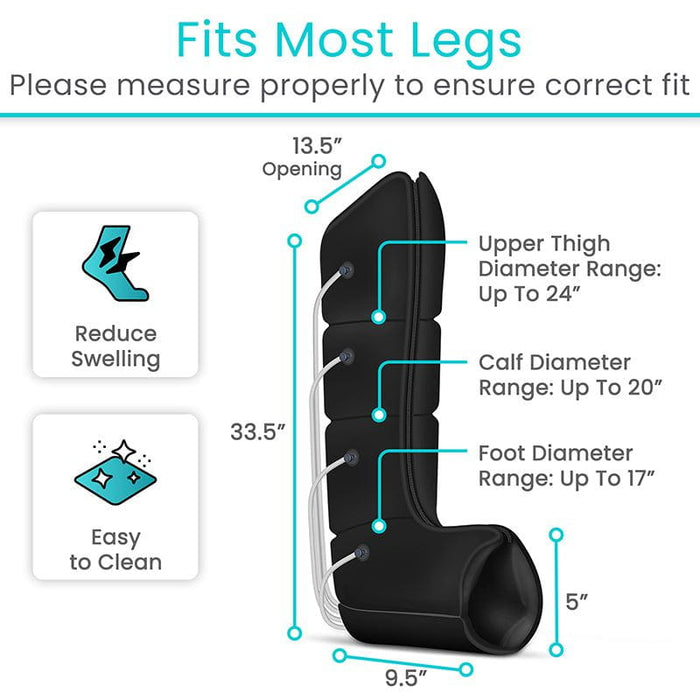 Measurement chart for a compression stocking with features highlighted.