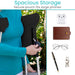 Person using a black secure pouch with text 'Spacious Storage' and 'Secure pouch fits large phones'.