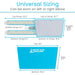 Universal sizing. Can be worn on left or right elbow