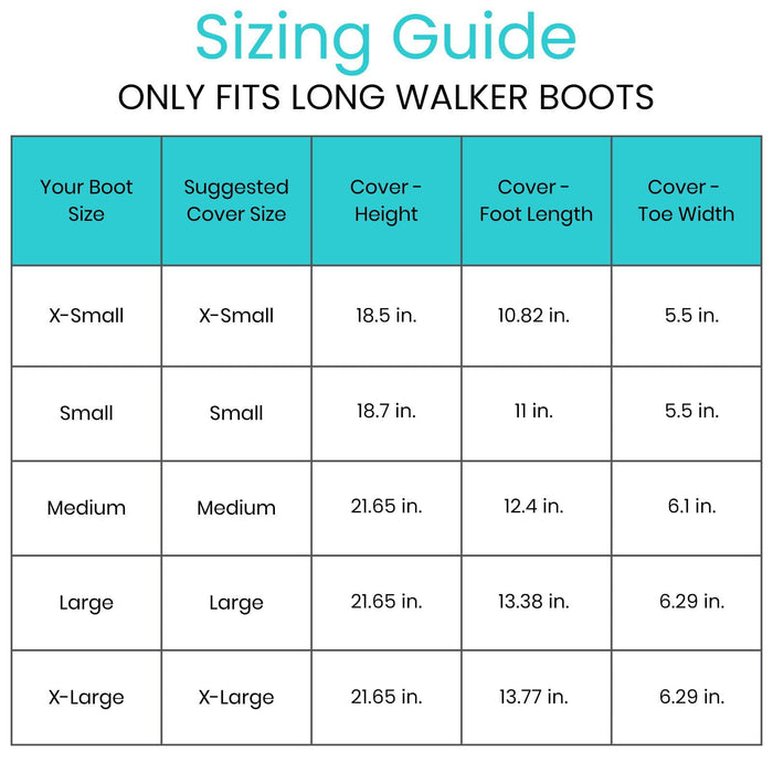 Sizing chart for long walker boots