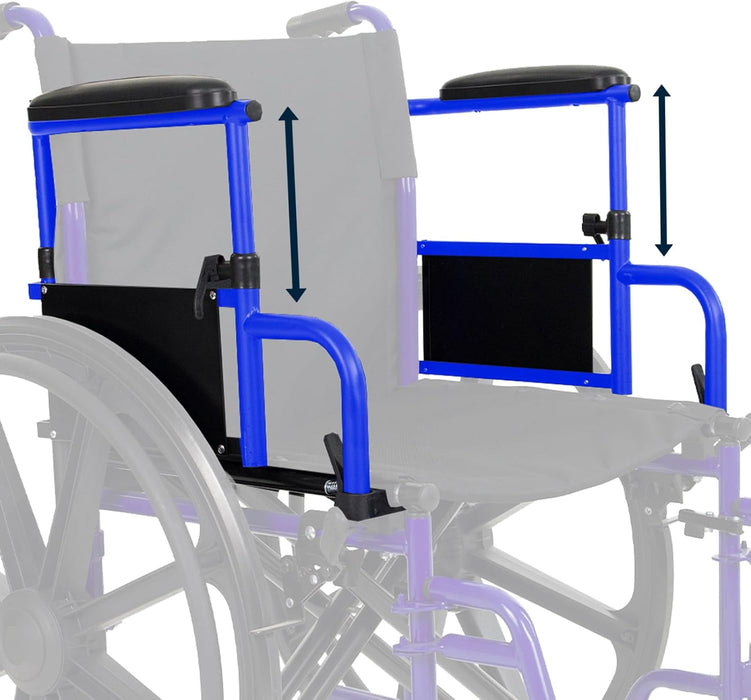 blue extending wheelchair armrest