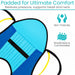 Highlighting the interior padded material that provides comfort relieves pressure, and supports the head and neck