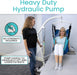 Heavy-duty hydraulic pump for patient lift: no strength required, with pump handle to gradually lift and lower patients.