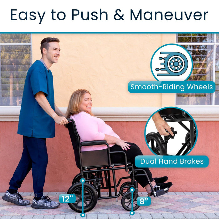Easy to Push & Maneuver bariatric wheelchair