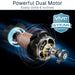 Diagram of a powerful dual motor with Vive Mobility 5-year guarantee badge on a dark background