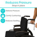 Wheelchair cushion reduces pressure, relieves swelling, and provides comfy cushioning while staying in place.