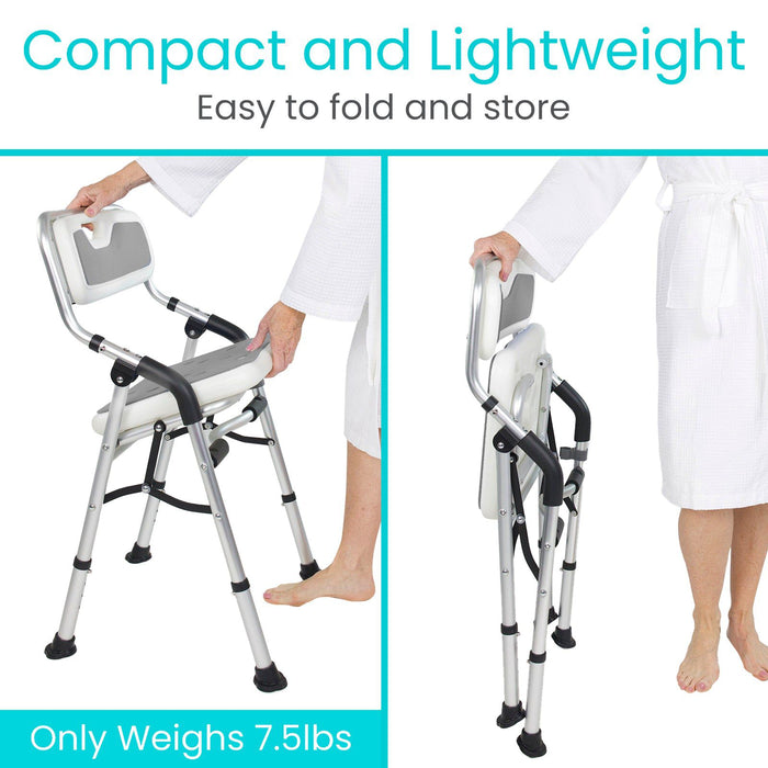 Compact and lightweight folding chair, weighing only 7.5 lbs, easy to store and carry for convenient use anywhere.