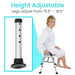 Chair with adjustable legs, ranging from 15.5” to 18.5” for customizable height, providing comfort and versatility