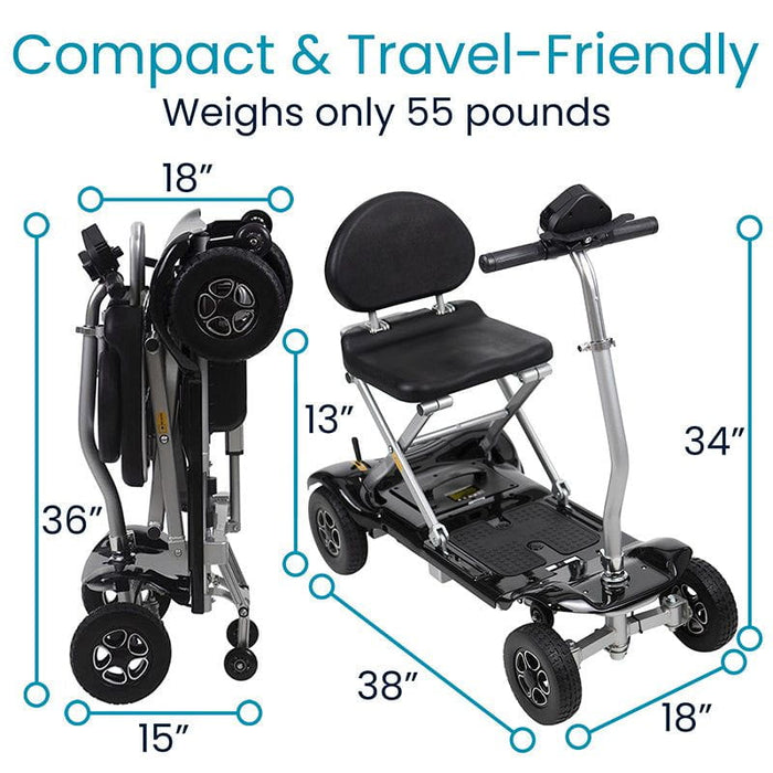 Compact, travel-friendly design weighing only 55 pounds, with dimensions of 18”x36” when folded 