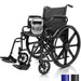 Heavy-duty black wheelchair with a 400 lb weight capacity, featuring large wheels and footrests for comfort and support.