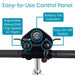 Easy-to-use control panel with adjustable speed dial, battery life indicator & on/off switch for simple operation