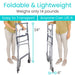 Foldable & lightweight. Weighs 14 pounds.